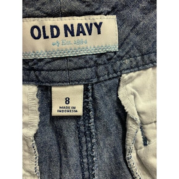 Old Navy Womens 8 Chambray Shorts Flat Front Blue - Picture 9 of 10